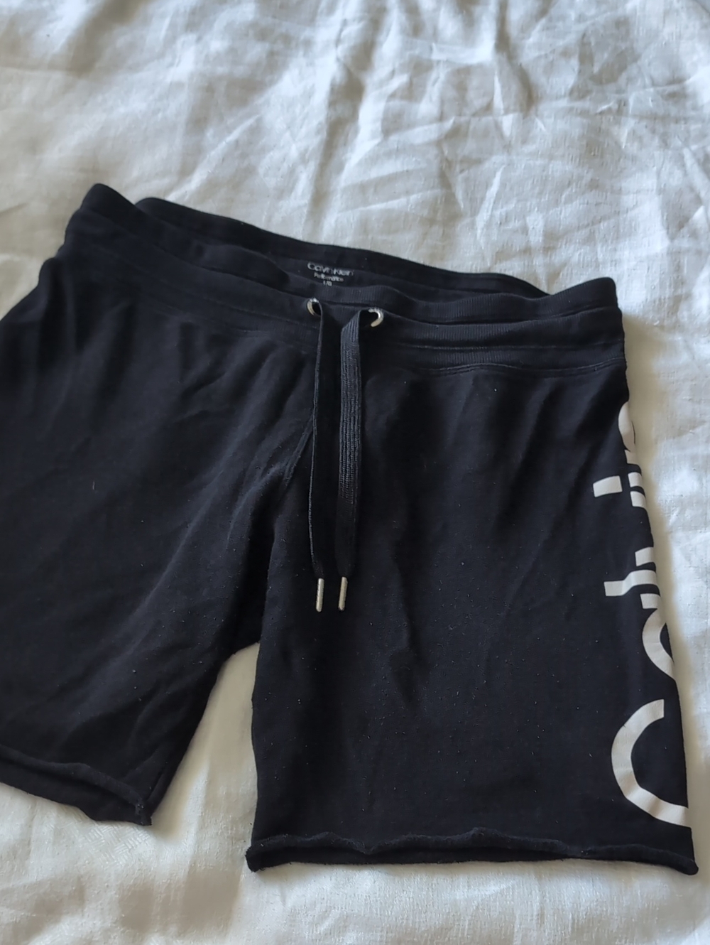 Calvin Klein Black Drawstring Lounge Shorts with Side Logo